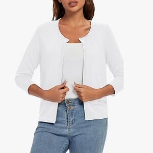 NWT Urban CoCo 3/4 Sleeve Open Front Lightweight Cardigan Shrug S White